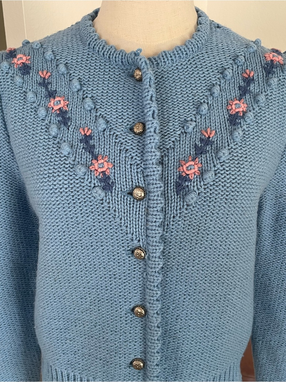 SOLD Vintage Giesswein Tirol Austrian Floral Cottagecore Boho Knit Cardigan - Picture 5 of 13